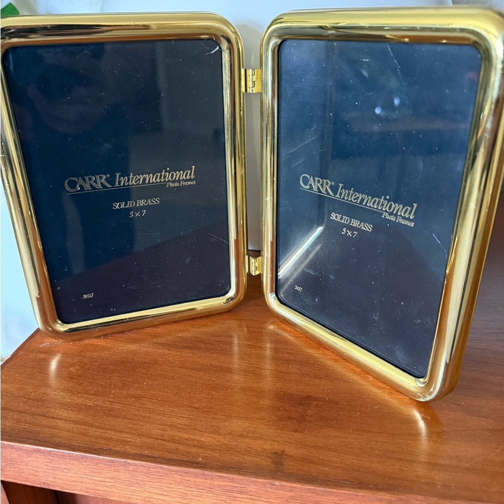 Carr International Solid Brass Double Picture Frame
